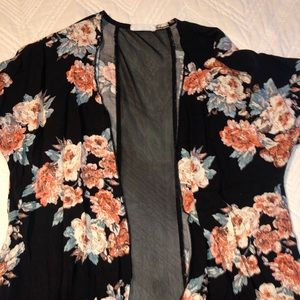 floral cardigan with cute see through strip